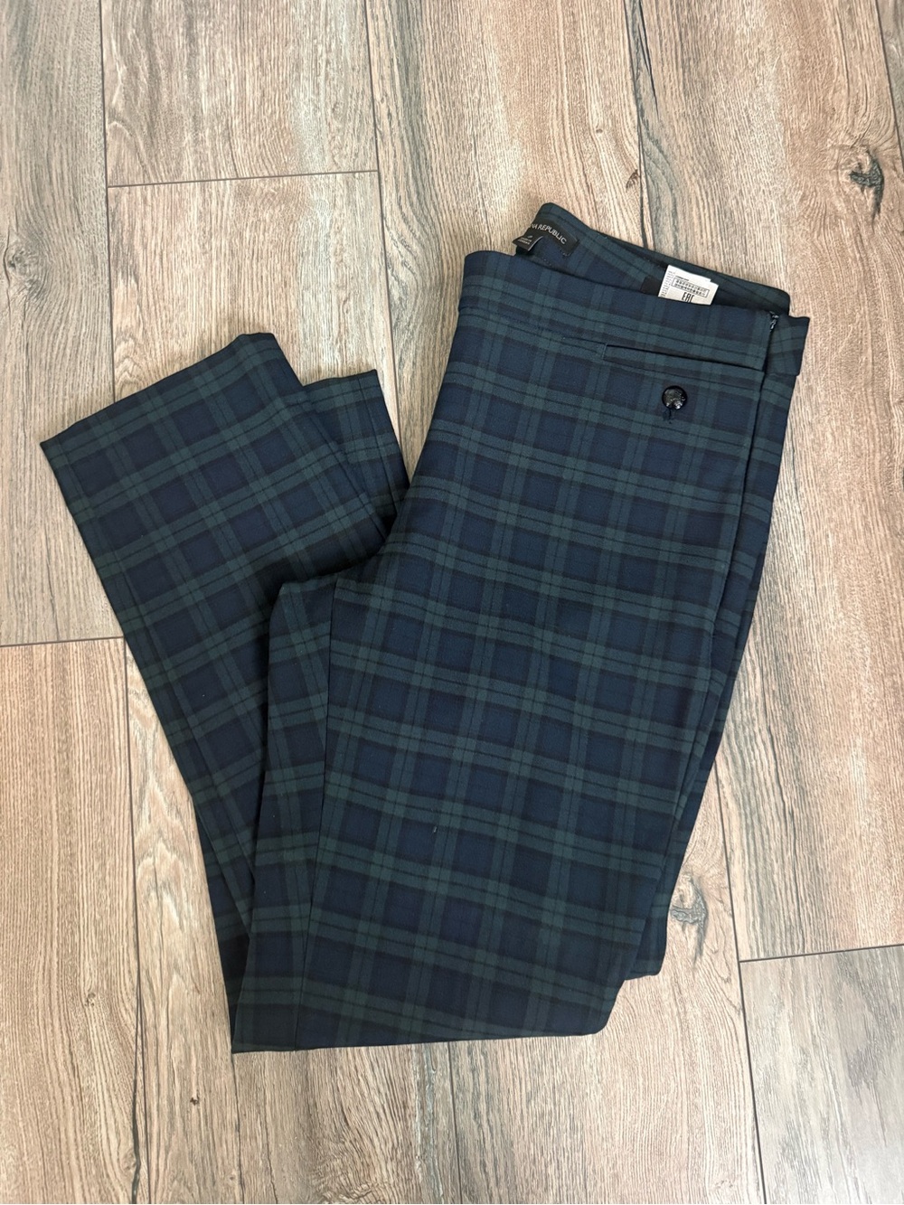 Banana Republic Navy & Green Plaid Dress Pants